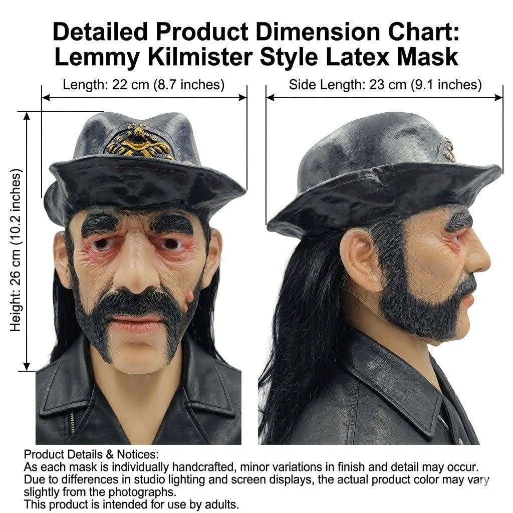 Motorhead Lemmy Mask Realistic Latex Figure Cosplay Head Cover For Halloween Shows Rock Band Fan Collection