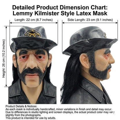 Motorhead Lemmy Mask Realistic Latex Figure Cosplay Head Cover For Halloween Shows Rock Band Fan Collection