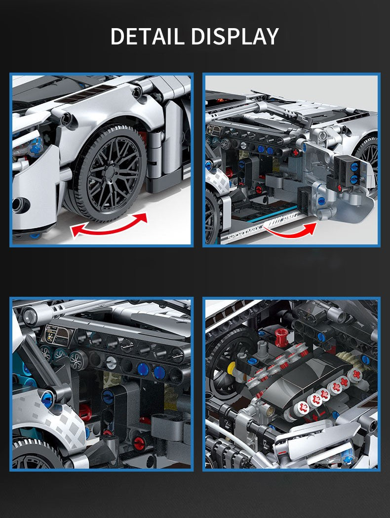 Conjunto de Blocos de Montar Carro de Corrida 1466 Peças, Kit Modelo de Veículo Esportivo Escala 1:14 para Adultos, Brinquedos para Presentes de Aniversário de Meninos