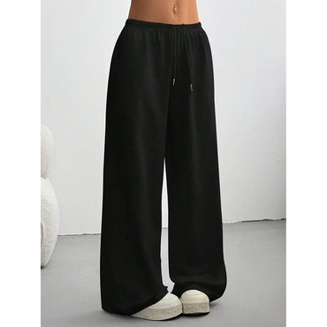 Fashionable Women's Loose Wide Leg Pants Elastic Waist Drawstring Casual Sports Slimming Long Trousers Cross-Border Independent