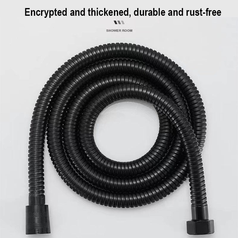 1.5/2M Stainless Steel Shower Hose Black/Silver Long Bathroom Shower Water Hose Extension Plumbing Pipe Showerhead Tube