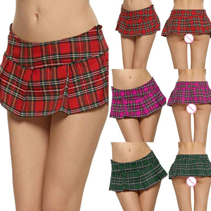 Ultra Short Jk Skirt Mini Summer Plaid Skirt Low Waisted Sexy Club Wear Side Fork Girls Half Length Skirt Fashion Pleated Skirt