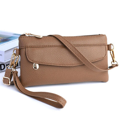 Portable Wallet PU Leather Hangbag Female Long Clutch Purses Coin Pocket Ladies Single Shoulder Crossbody Bag Money Bag