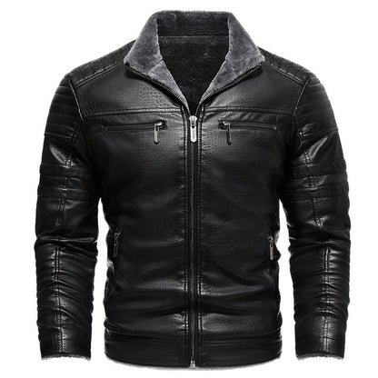 2024 Men Faux Leather Jacket High Quality Casual Zipper Fleece Warm Coats Winter Men Vintage Motorcycle Leather Jacket Men S-4Xl