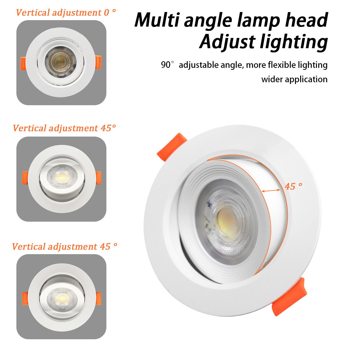 1-10pcs LED Change color 3 CCT 3000K 4000K 6000K LED Ceiling Spotlight embedded light 7W AC 110V 220V Adjust 90° lighting Spot