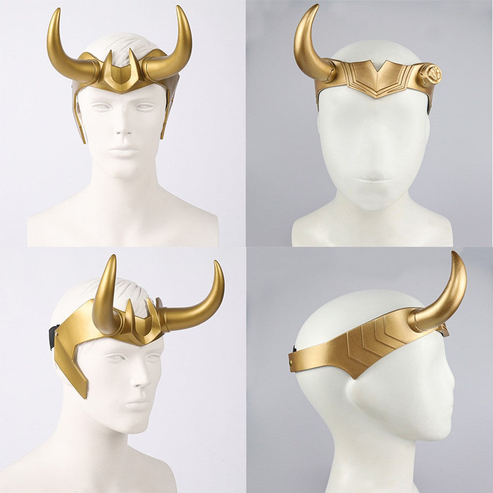 Ragnarok Loki Helmet Horns Latex Crown Mask Halloween Cosplay Costume Props for Adult Men Women Anime