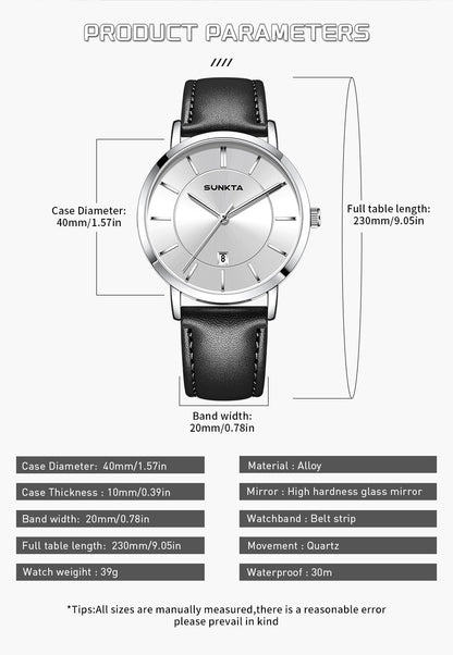 LIGE Sunkta Man Watch Fashion Luxury Waterproof Ultra Thin Date Casual Clock Leather Classic Quartz Watches for Men Reloj Hombre