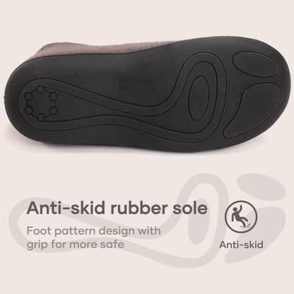 Kidmi Women's Cozy Faux Fleece Slippers Classic Plush Women Shoes Outdoor Closed Non-Slip Rubber Shoes Winter Women House Shoes