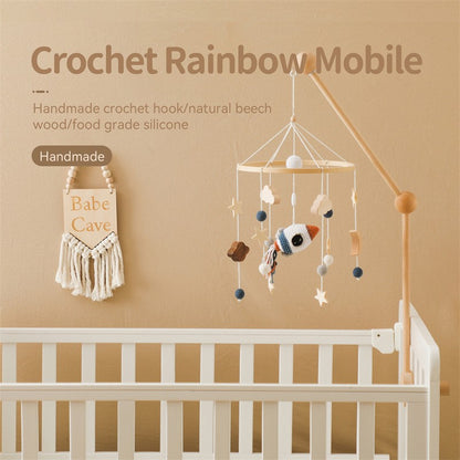 Baby Wooden Bracket Bed Bell 0 6 Months Toy Bracket Accessories Hanging Bracket Soft Mobile On the Bed Baby Room Decoration Crib