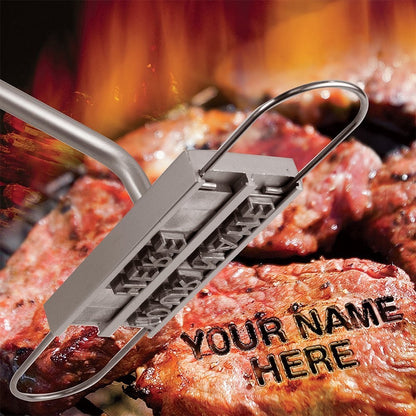 LMETJMA BBQ Meat Branding Iron with Changeable Letters Personalized Barbecue Grilling Meat Steak Names Marking Stamp Tool KC0299