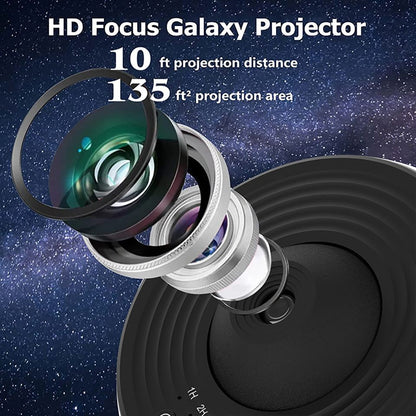 Projetor de Luz Noturna Galáxia Rotativa 360° Abajur Planetário Céu Estrelado Presente de Natal Perfeito para Quarto Infantil Decoração de Feriado