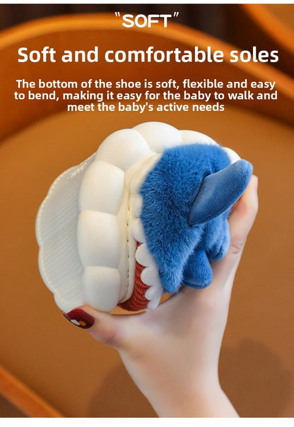 Winter Heel Wrap Cotton Children's Slippers Cute Cartoon Shark Non-slip Soft Sole Kids Boys Girls Junior Warm Plush Home Shoes