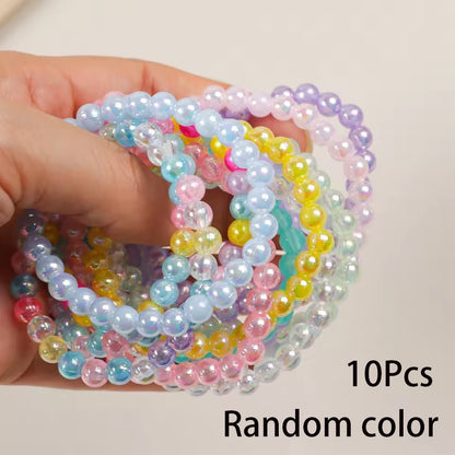 10Pcs Candy Color Beads Bracelet For Kids Girl Birthday Party Favors Baby Shower Guest Jewelry Gift School Prizes Treat Bag