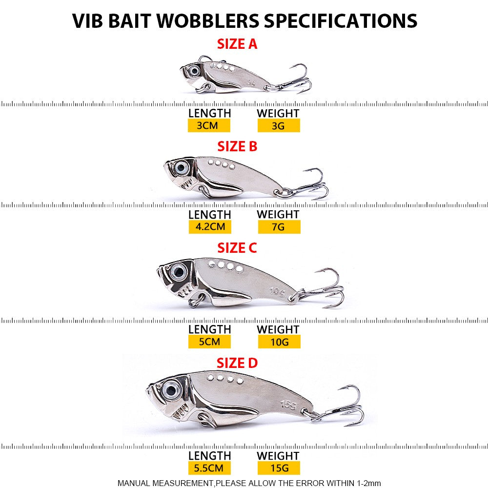 VTAVTA Metal VIB 3g/7g/10g/15g Iscas de Pesca Vibração Colher Crankbaits Afundamento Wobbler Swimbait Jigs de Gelo Isca Artificial Acessórios