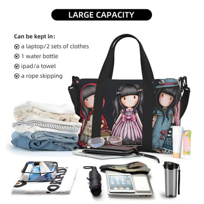 Custom Santoro Gorjuss Beach Travel Bag Large Capacity Tote Bags for Gym Yoga Women Shopping Duffle Shoulder Bag