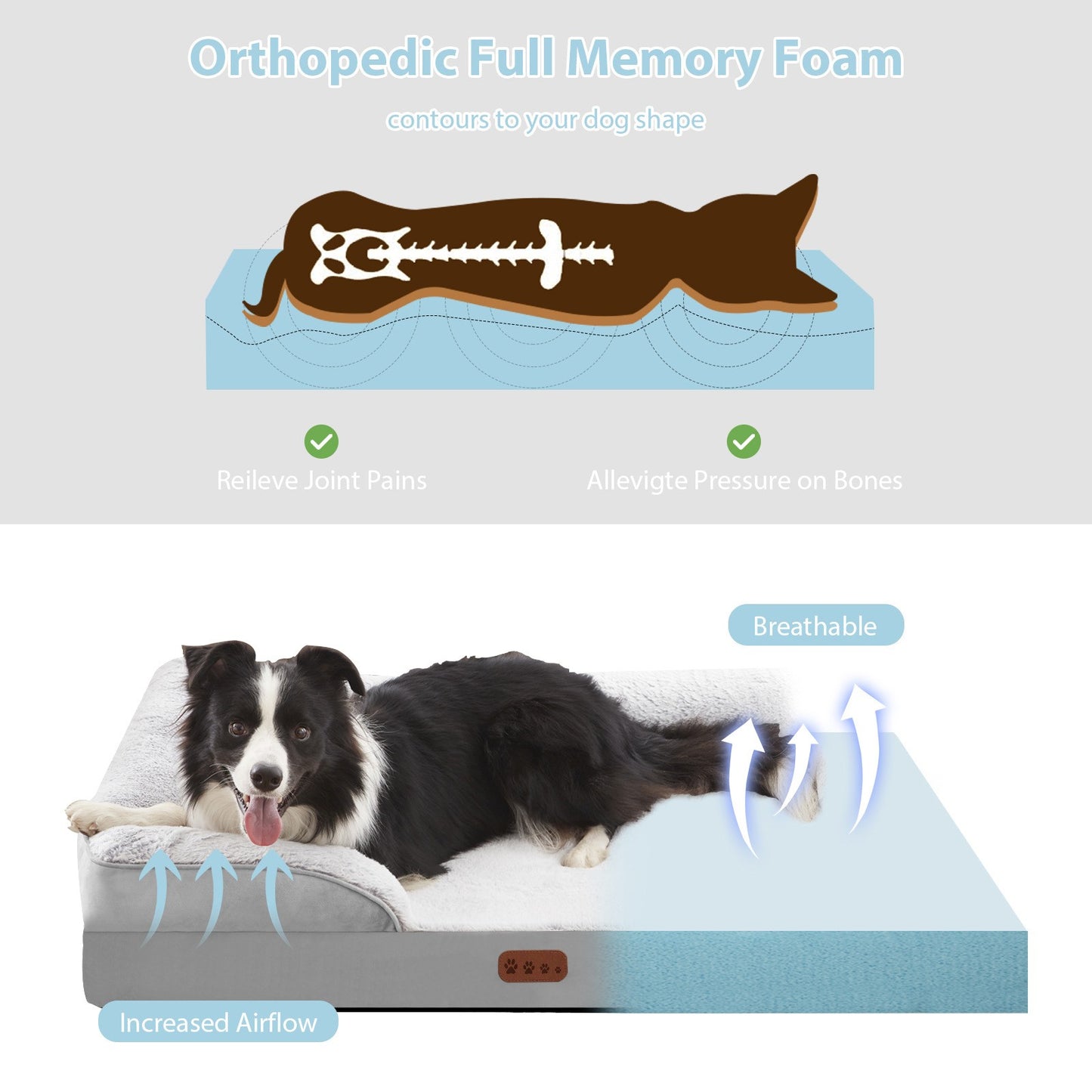 Tapete de dormir para cães de médio e grande porte Cama para cães quadrada Sofá para animais de estimação com espuma viscoelástica Almofada espessa e quente de inverno para cães Capa removível