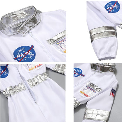 Child Spaceman Costume Halloween Party Outfit with Cap Astronaut Role Play Costume for Kids Boys & Girls Carnival Party