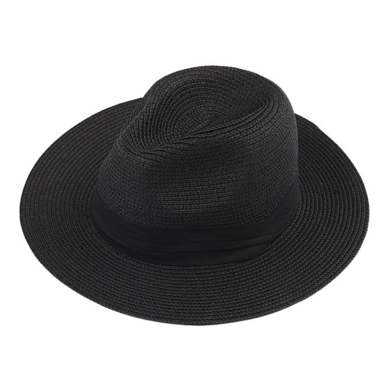 Chapéu de verão Chapéu Panamá de palha Cartola britânica Chapéu de praia dobrável masculino e feminino Chapéu de proteção solar