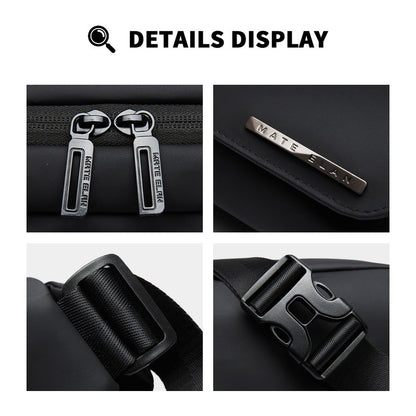 MATE ELAN Urban Business Thin Crossbody Shoulder Bag Men Fashion Waterproof Waist Fanny Pack Chest Bags Black Best iPad Bumbag