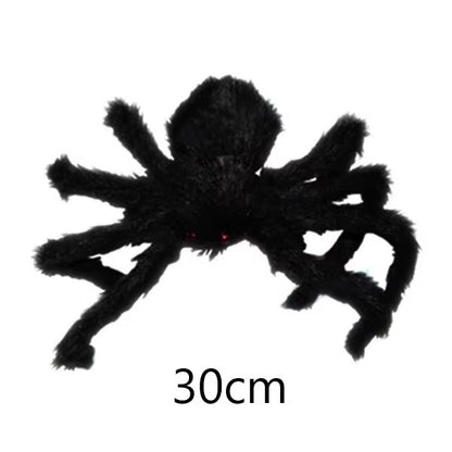 Halloween Aranha de Pelúcia Grande Decoração de Halloween de Terror Adereços de Festa Decoração Gigante de Aranha para Exterior Brinquedo de Pelúcia de Aranha Preta de 30-200cm