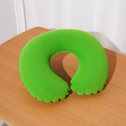 Ergonomic C-Shaped Neck Pillow, Polyester Travel  Car Support Cushion U-shaped Travel Inflatable Pillow