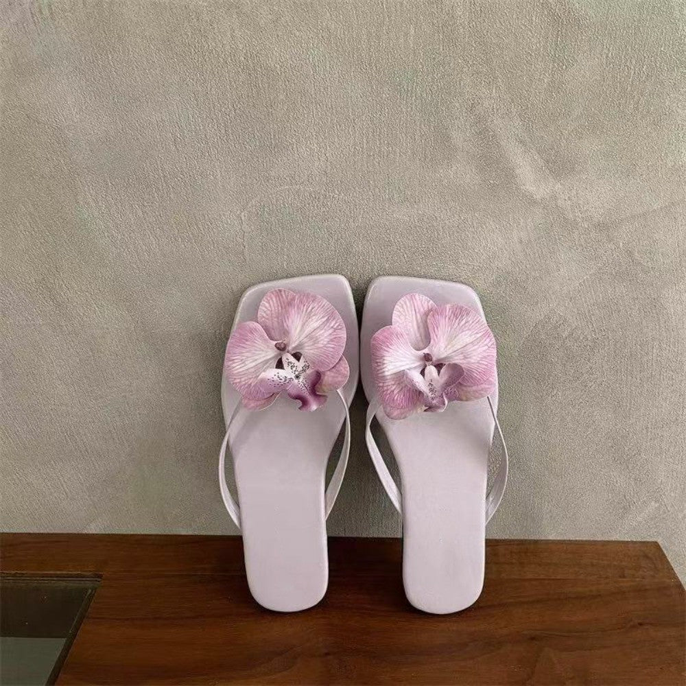 Daily Sweet Butterfly Orchid Slipper Summer Vacation Flower Flip Flops Elegant Out Wear Women's Sandals Ladies/Girls