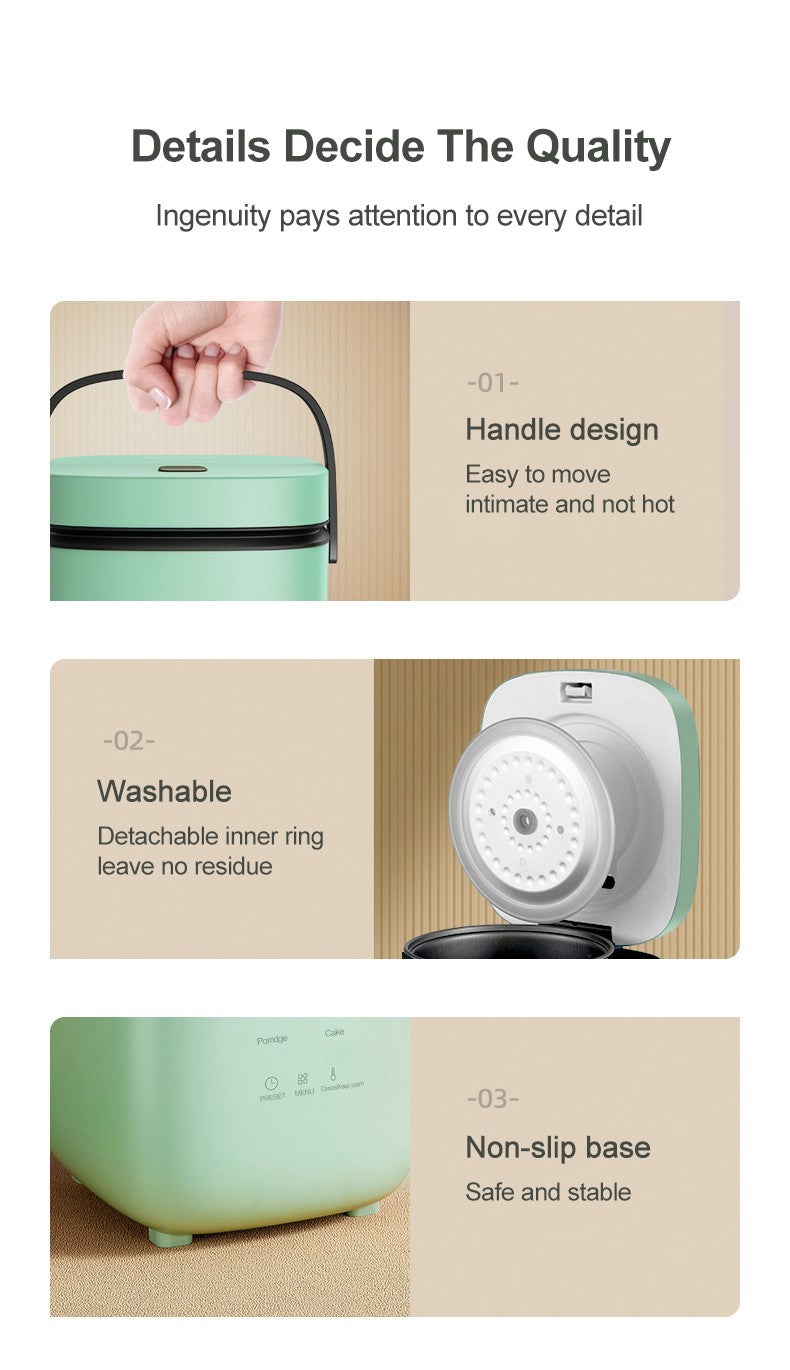 Mini Panela Elétrica de Arroz Automática Doméstica para Cozinha 1-2 Pessoas, Aquecedor de Alimentos a Vapor 1.2L Panela de Arroz Pequena