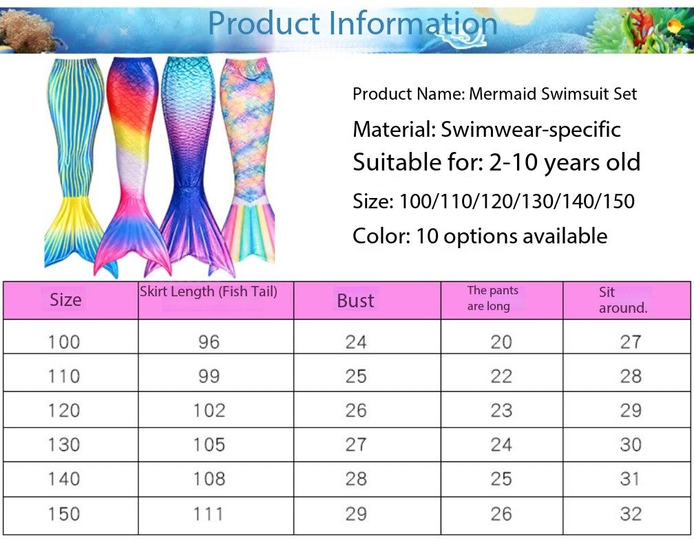 New Beauty Fish Tail Cosplay Swimsuit Ariel Maid Swimsuit Bikini Beach Swimsuit Holiday Dress up Birthday Party Gift No Fins