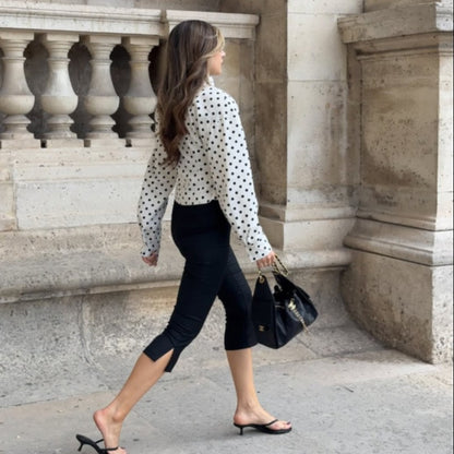Polka Dot Stand Neck Short Jackets Women Fashion Long Sleeve Patchwork Contrast Slim Coats Casual Lady Street Commute Outerwear
