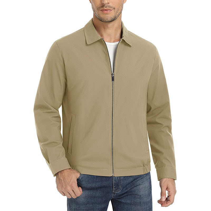MAGCOMSEN Men's Zip-Front Golf Jacket Spring Summer Casual Jacket Solid Color Turn-down Collar Outerwear Hiking Fishing Travel