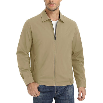 MAGCOMSEN Men's Zip-Front Golf Jacket Spring Summer Casual Jacket Solid Color Turn-down Collar Outerwear Hiking Fishing Travel