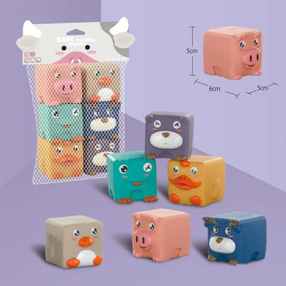 Baby Teething Toys 0-12 Months, Cartoon Animal Grab Ball with Numbers, Soft Chewable Block for Bath Time and Sensory Play