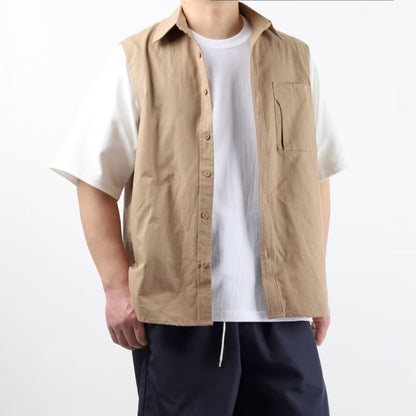 Summer Retro Fake Two-Piece Shirts For Men Casual Patchwork Short Sleeve Cargo Shirt 2025 New Pocket Y2K Streetwear Tee Tops