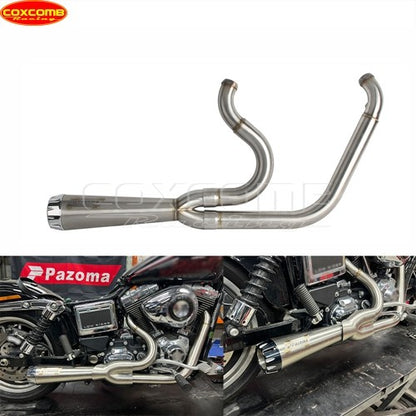 Slip On Exhaust Muffler System Motorcycle Complete Exhaust Pipe For Harley Dyna Street Bob FXDB FXDBB FXDBP FXDBI Limited FXDBC