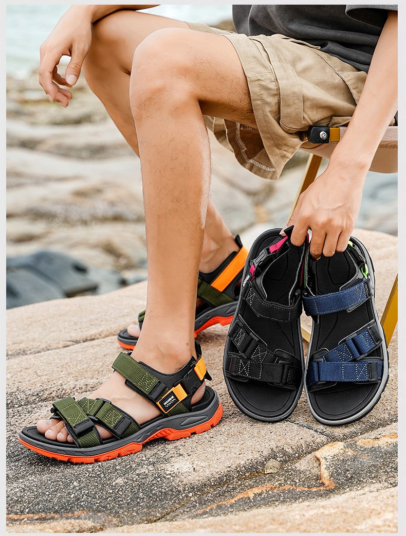 Summer Men's Sandals Trendy Casual Outdoor Sport Shoes for Holidays Beach Breathable Wear-Resistant Hiking & Walking Sandals