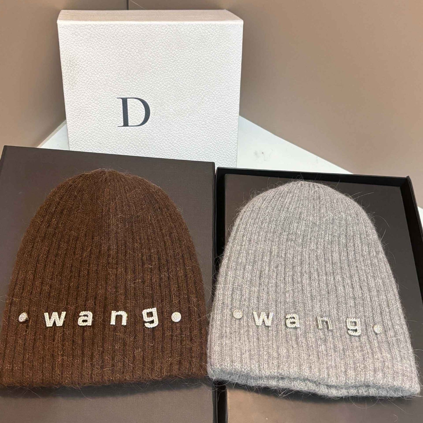 Simple Rabbit Hair Knitted Beanie for Women Outdoor Winter Warm Hat with Ear Flaps Basic Stretchable Skull Cap