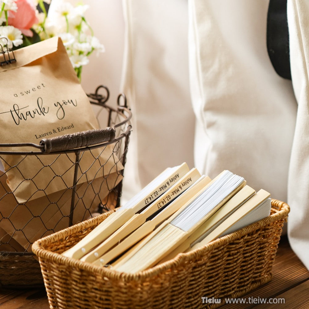 Personalized Wedding Fans Custom Hand Fan For Bridal Shower Beach And Summer Wedding Favors Rustic And Elegant Wooden Paper Fans