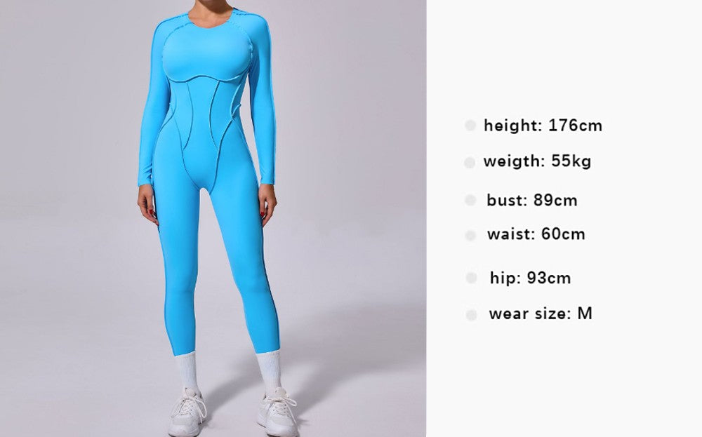 One-piece Yoga Jumpsuit Women Long Sleeved Set Quick Drying Yoga suit Gym Training Suit  Sportswear Bodysuits Women Fitness Set