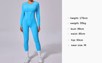 One-piece Yoga Jumpsuit Women Long Sleeved Set Quick Drying Yoga suit Gym Training Suit  Sportswear Bodysuits Women Fitness Set