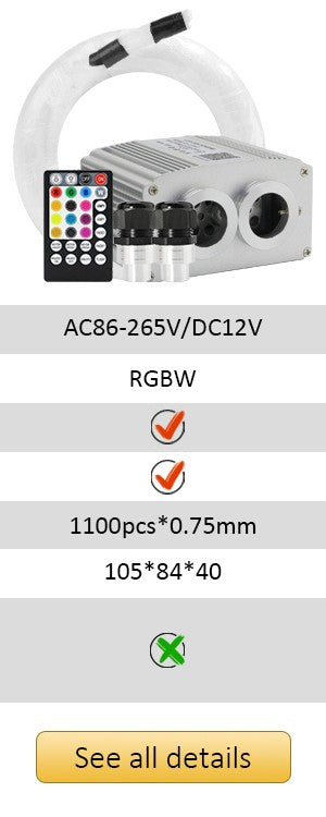New 16W Twinkle RGBW Fiber Optic Star Ceiling Lights Kit Smart APP Sound Control LED Engine for Car Starry Sky Fiber Optic Light