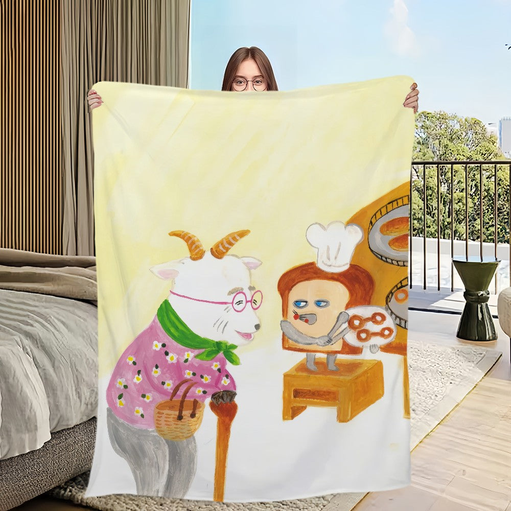 Flannel warm comfort  soft Picture plush Breads Thief blanket for sofa living room office bedroom travel book gift