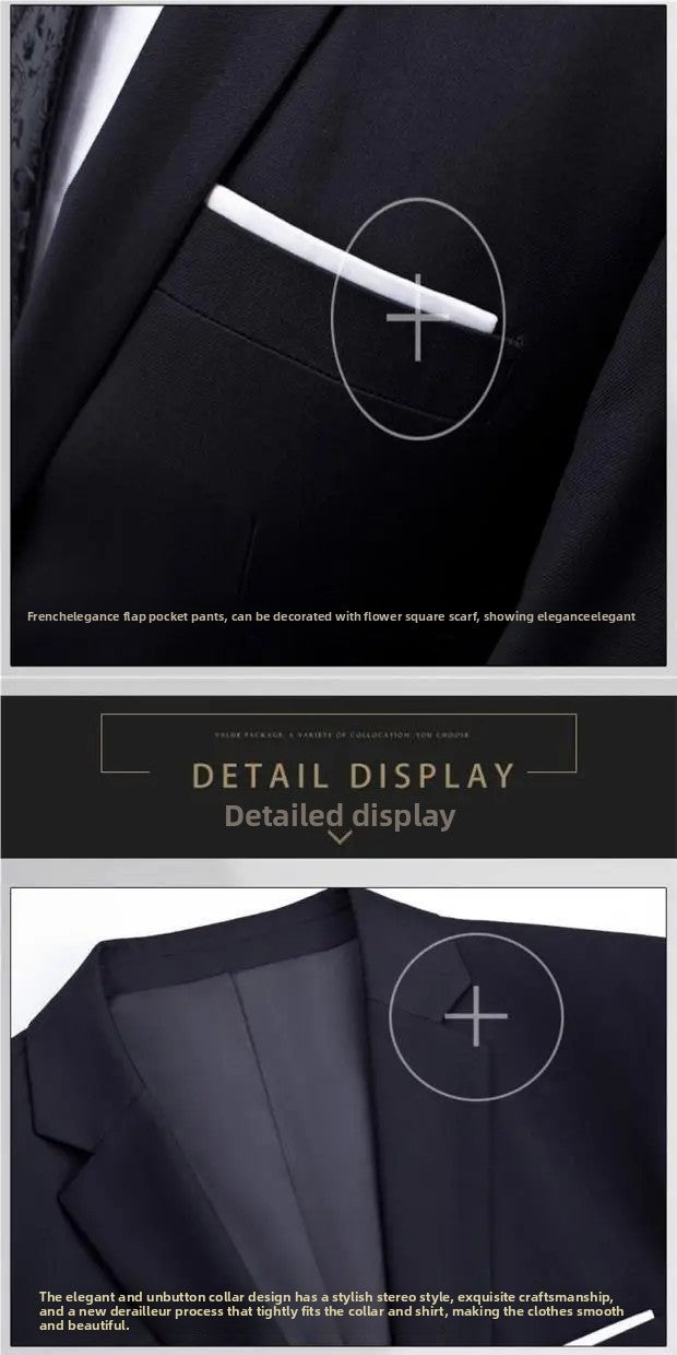 Men's Casual Wedding Suit Set New Groom Best Man Wedding Ceremony New Chinese Style Small Tailored Jacket Outfit