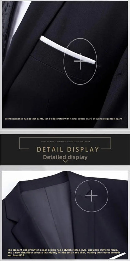 Men's Casual Wedding Suit Set New Groom Best Man Wedding Ceremony New Chinese Style Small Tailored Jacket Outfit