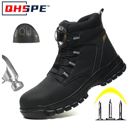 Rotating Button New Safety Shoes Men Anti-smash Anti-puncture Work Shoes Fashion Men Sport Shoes Security Protective Boots Men