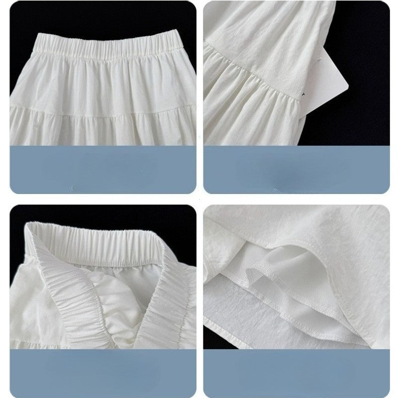 Tibetan Blue Short Skirt Women Summer Thin New Small A-Line Half-length Sports Skirt High Waist Polyester Fiber A-Line Skirt