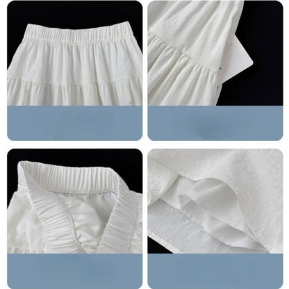 Tibetan Blue Short Skirt Women Summer Thin New Small A-Line Half-length Sports Skirt High Waist Polyester Fiber A-Line Skirt