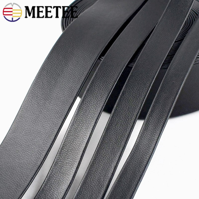 5Meters 3-50mm Black PU Leather Cords Soft Ribbon Band Bag Strap Webbing Necklace Jewelry Decor Tape DIY Sewing Accessories