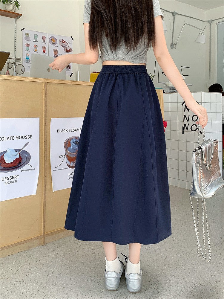 Plus Size Skirt Women 2025 Summer New Fashionable High Elastic Waist A Line Skirt Korean Style Casual Long Skirt Woman