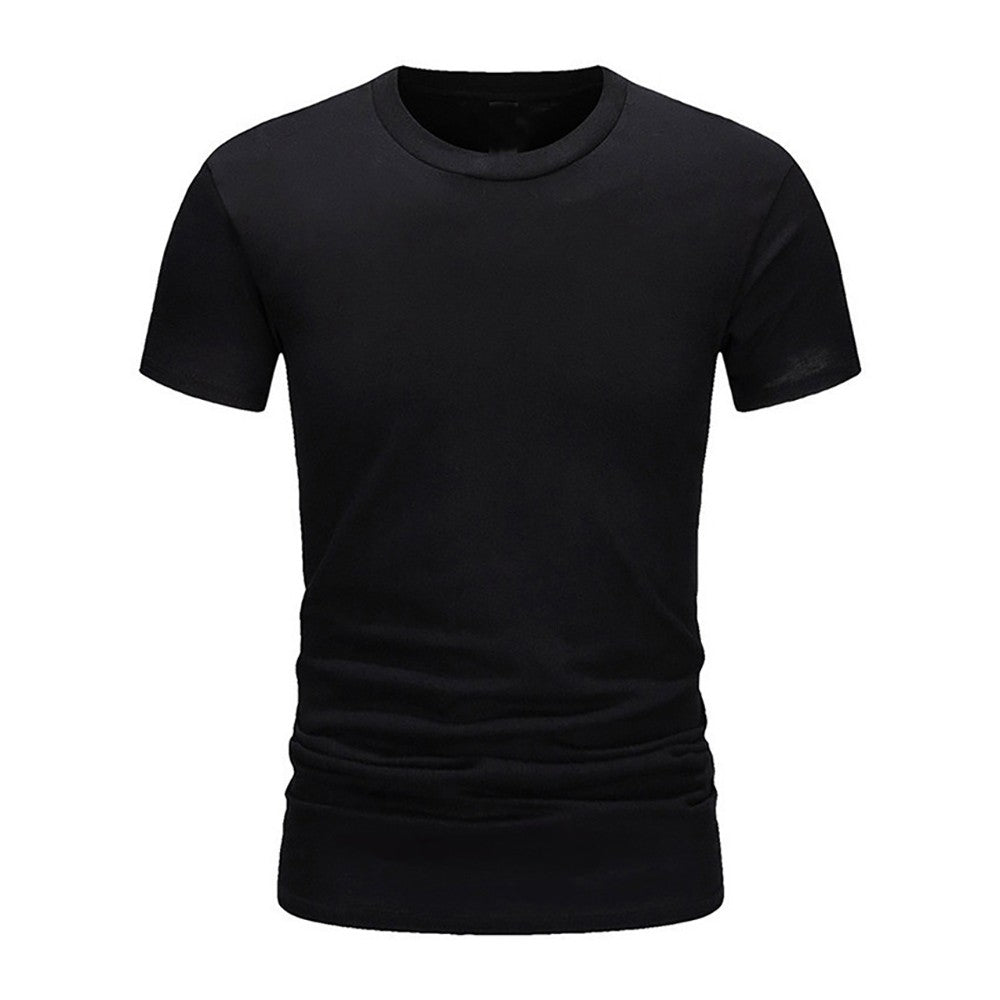 Summer Men's Cotton T-shirt Fashion Slim Black Short Sleeved Comfortable Casual Round Neck T-shirts Top Men's Clothing