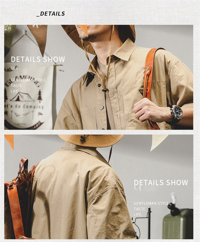 Summer hawaiian Casual Cargo Shirt For Men Oversized Short Sleeve Tee Shirts Y2K Streetwear Button Blouses Outdoor Masculino